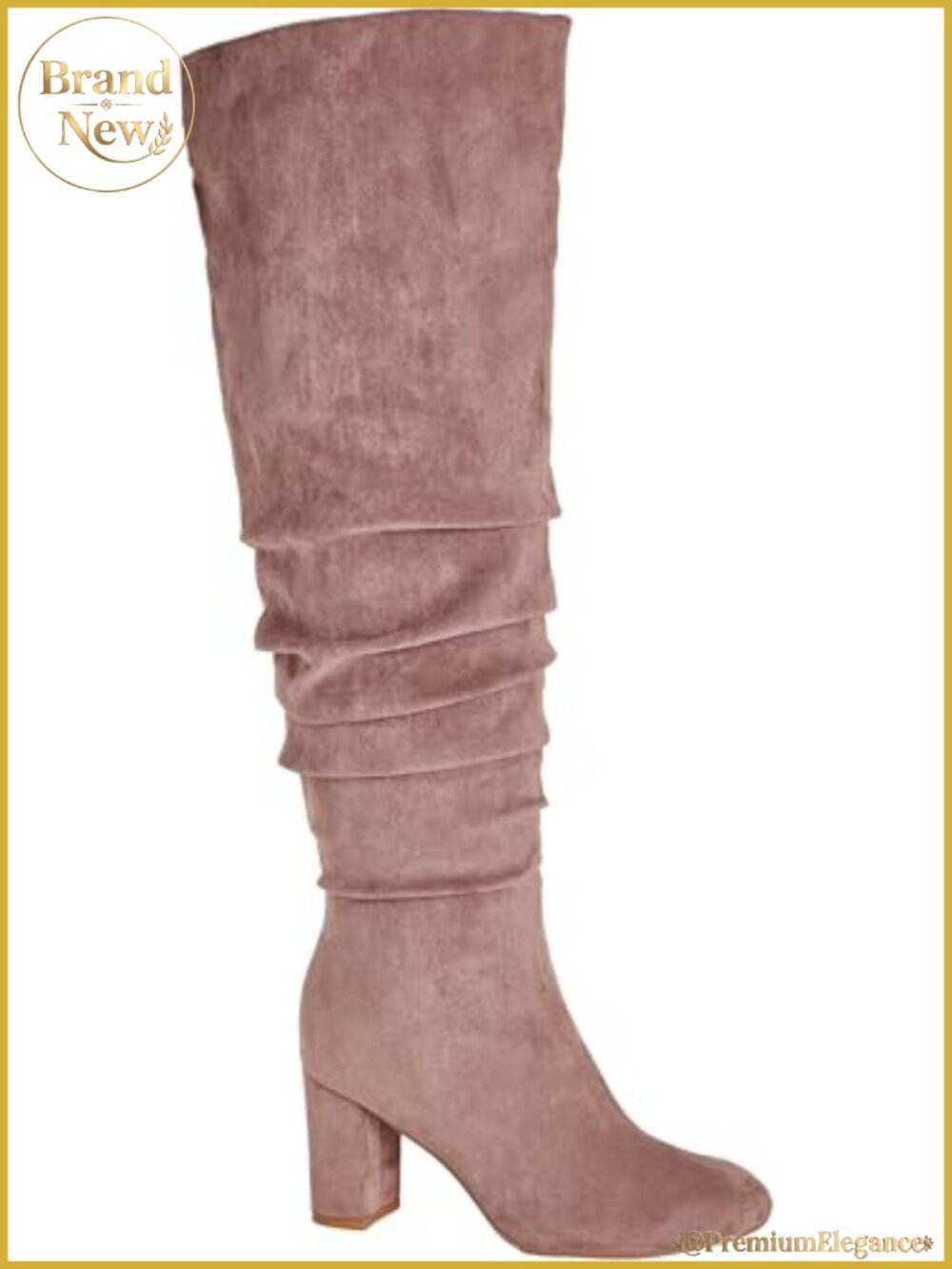 Wide Fit Raquel Knee Boot Faux-Suede Slouch Pointed Toe Block Heel